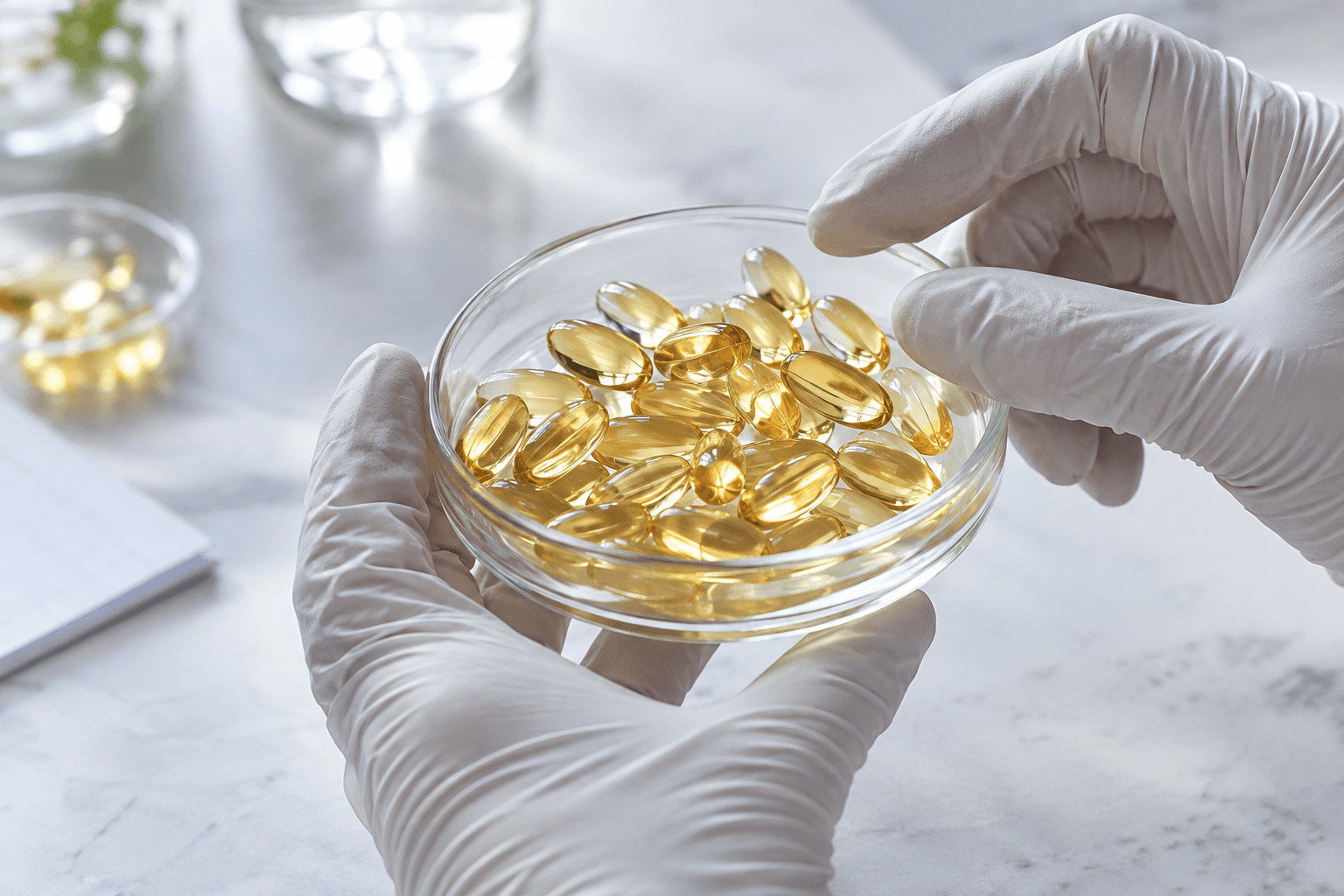 Illustrative softgels product review scene